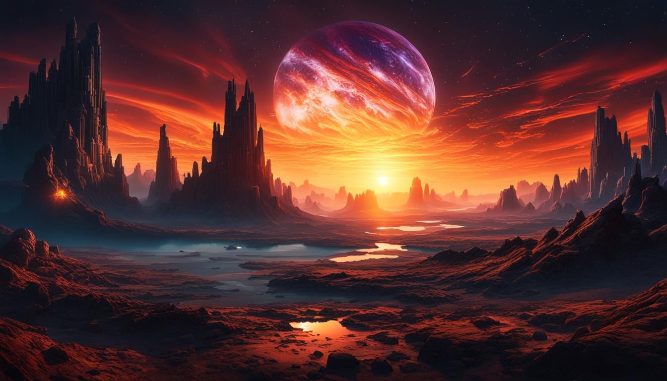 Ethereal Upside-Down Sunset: Fantasy Concept Art