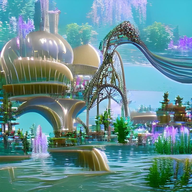 Poolcore Amusement Park with Water Coasters, Neon Lights