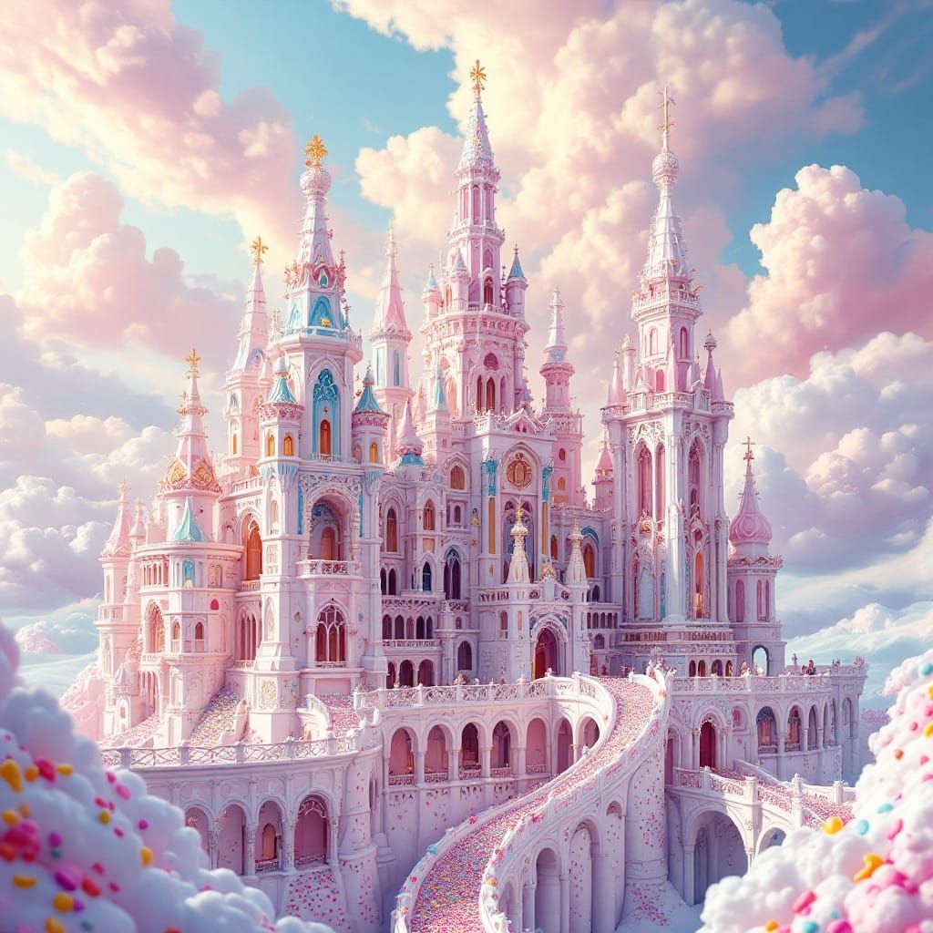 Whimsical Ice Cream Palace with Vibrant Sprinkles and Dreamy...