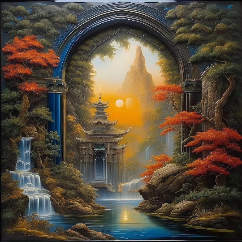 Intricate Wet Oil Painting with Detailed Background