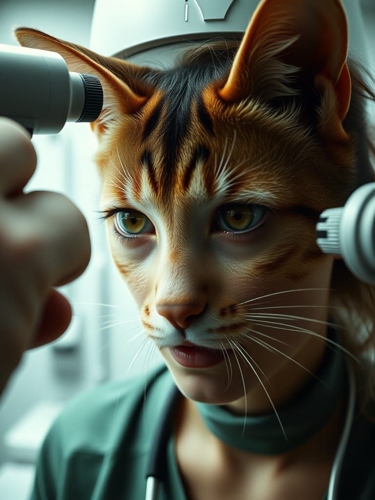 Analog Horror: Cat-Human Hybrid Eye Exam