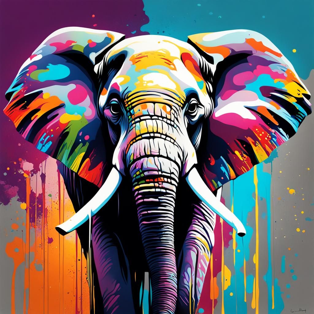 Graffiti Elephant Splash Art in Street Style