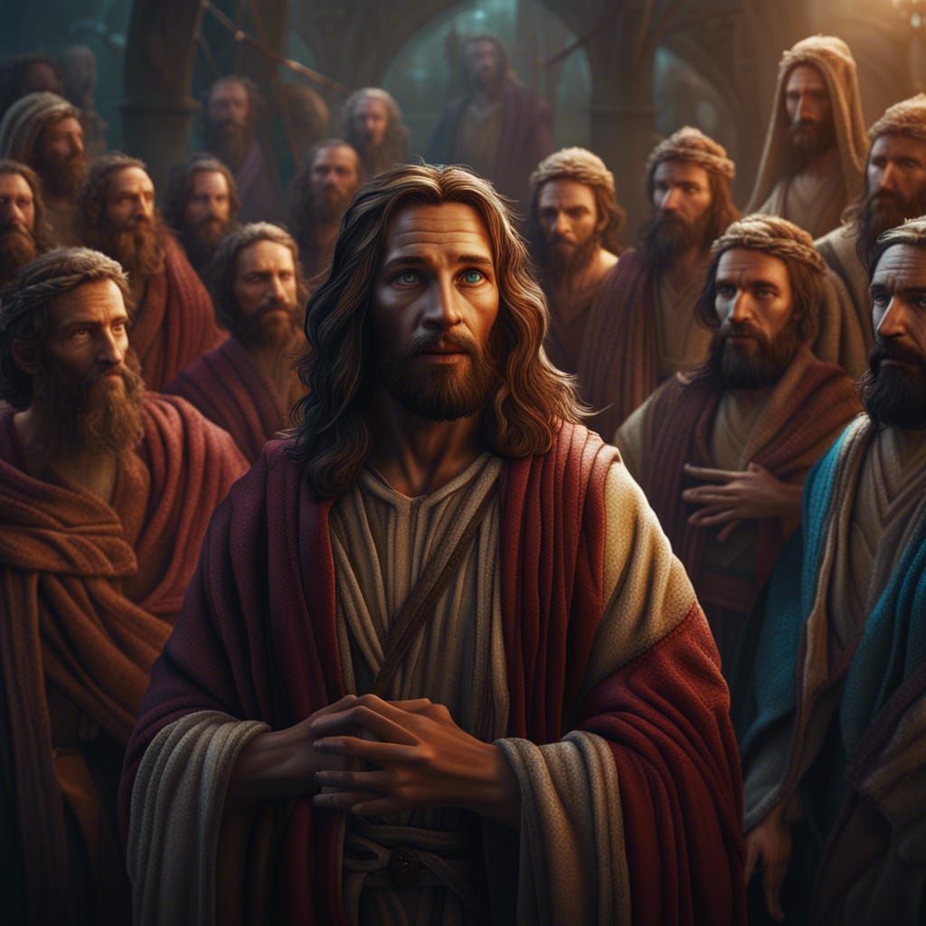 Jesus and the Twelve Disciples: Detailed Matte Painting