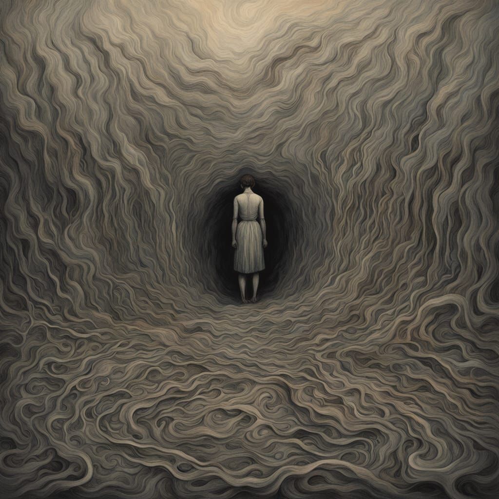 Surrealistic Portrait of Inner Turmoil in Dark Fantasy Style