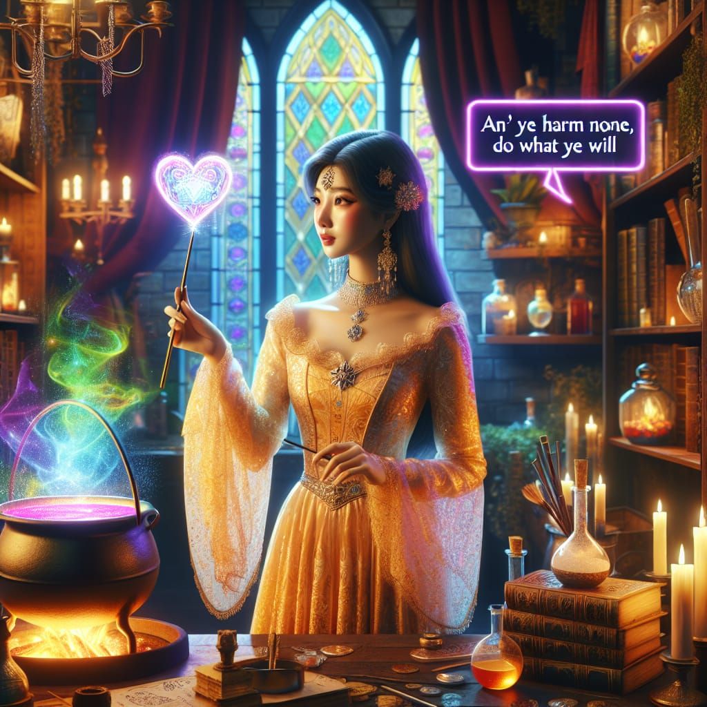 Enchanting South Asian Witch Casting Spell