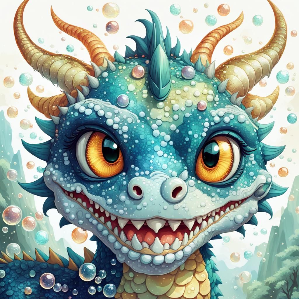 Adorable Dragon Portrait in Anime Art Style