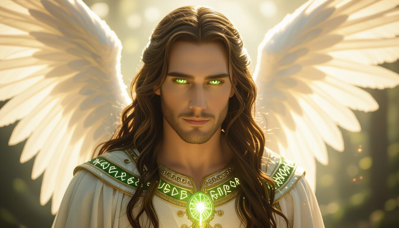 Radiant Archangel Raphael in Golden Mist, 4K