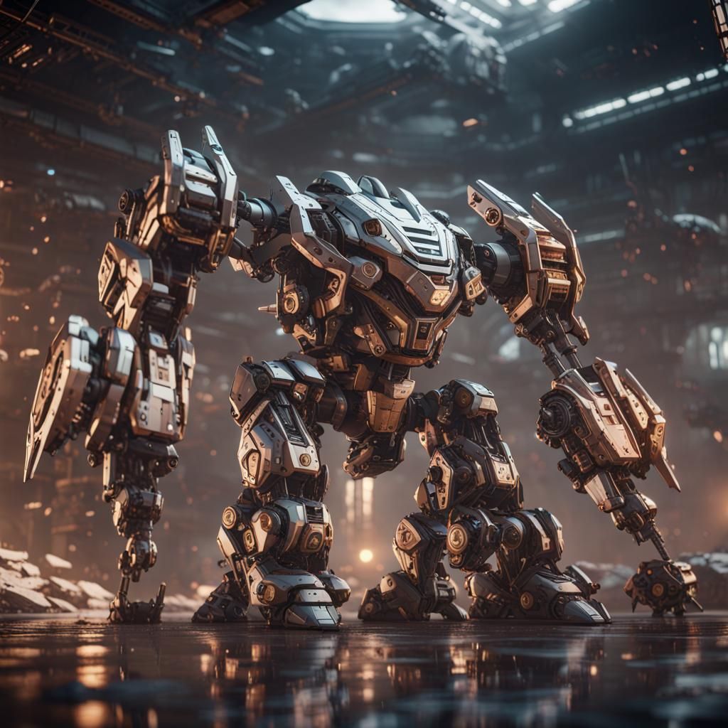 Futuristic Sci-Fi Mechs in Polished Metal