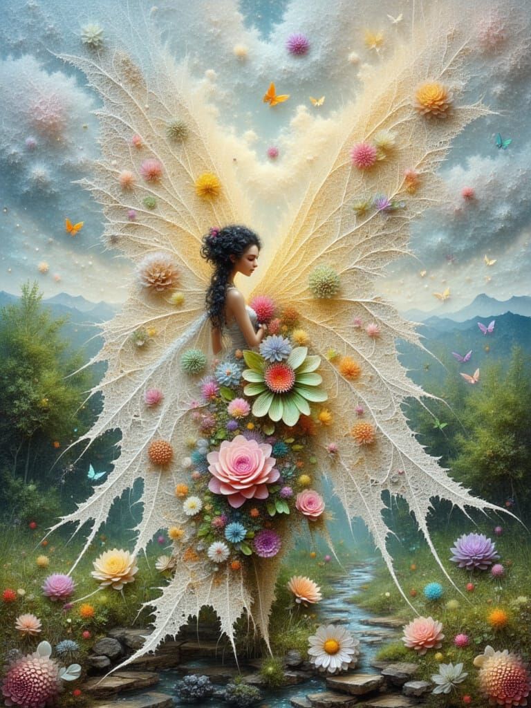 Whimsical Fractal Fairy in Pastel Hues