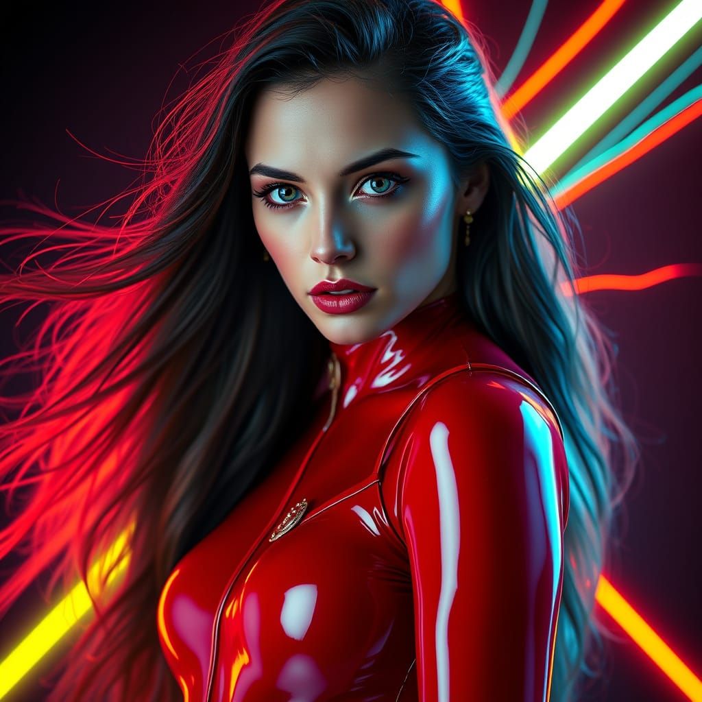 Confident Red Latex Goddess