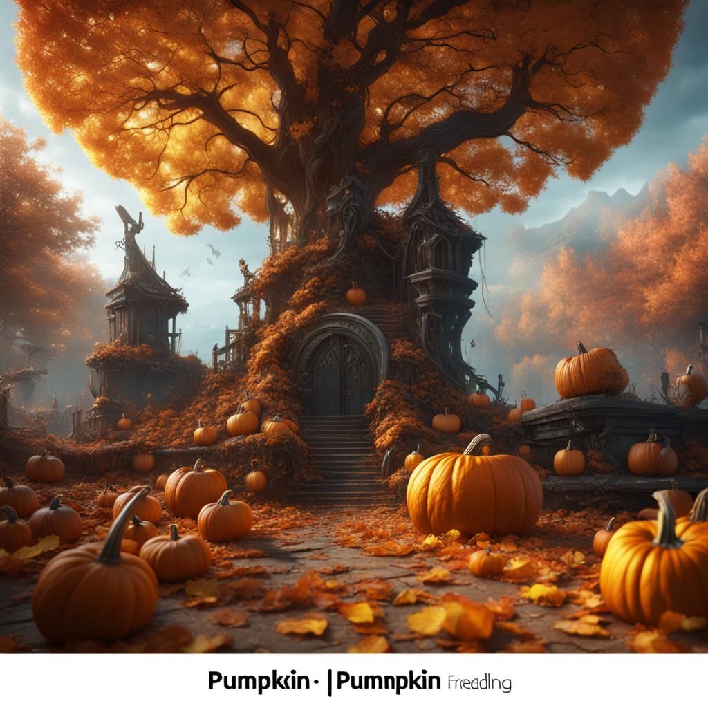 Detailed Pumpkin Matte Painting in Fantasy Style