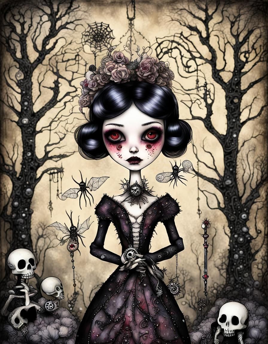 Gothic Snow White Voodoo Doll in Burton Style