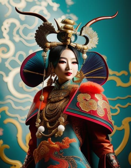 Aries Zodiac as Futuristic Samurai in Digital Art