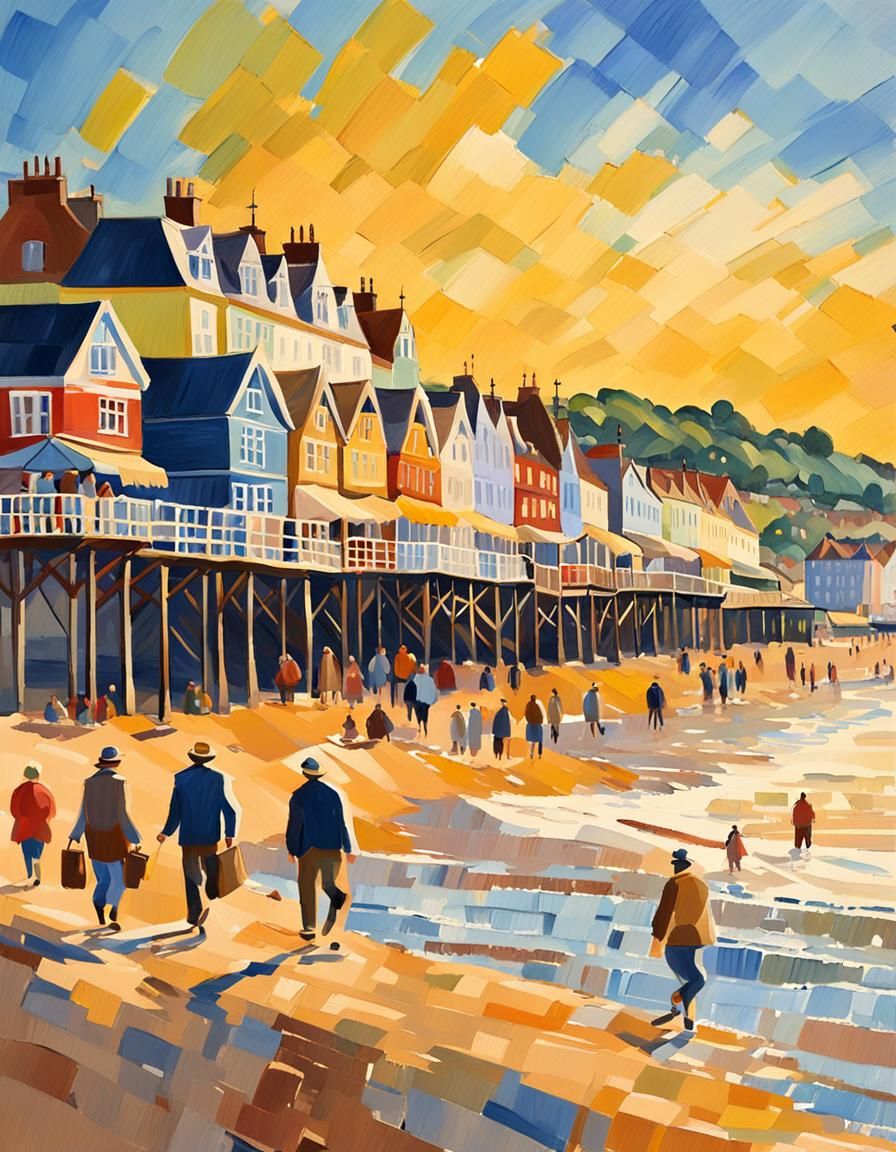 Cromer Seafront Impressionist Gouache Painting