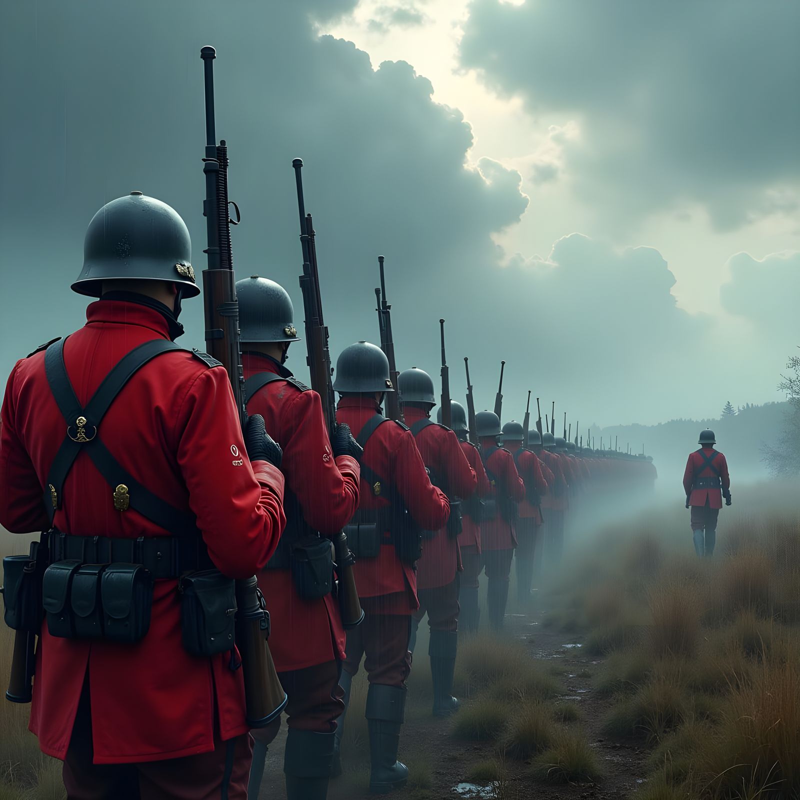 Resolute Red Legion Line Infantry Stand Ready for Battle