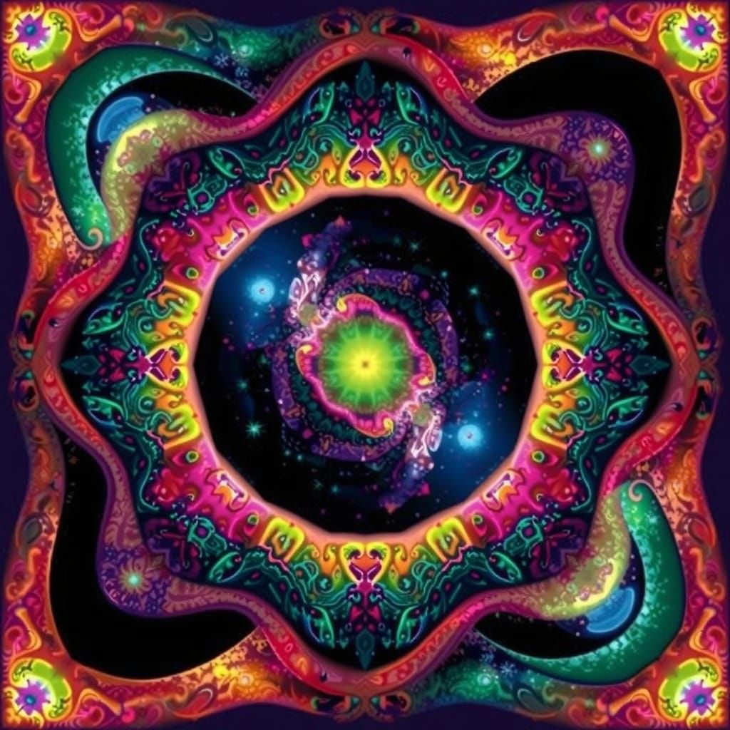 Abstract Cosmic Fractal Swirls in Vivid Colors