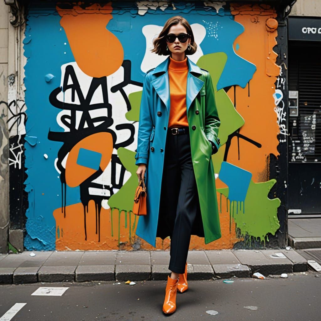 Fashion Show in Vibrant Parisian Street Art Style