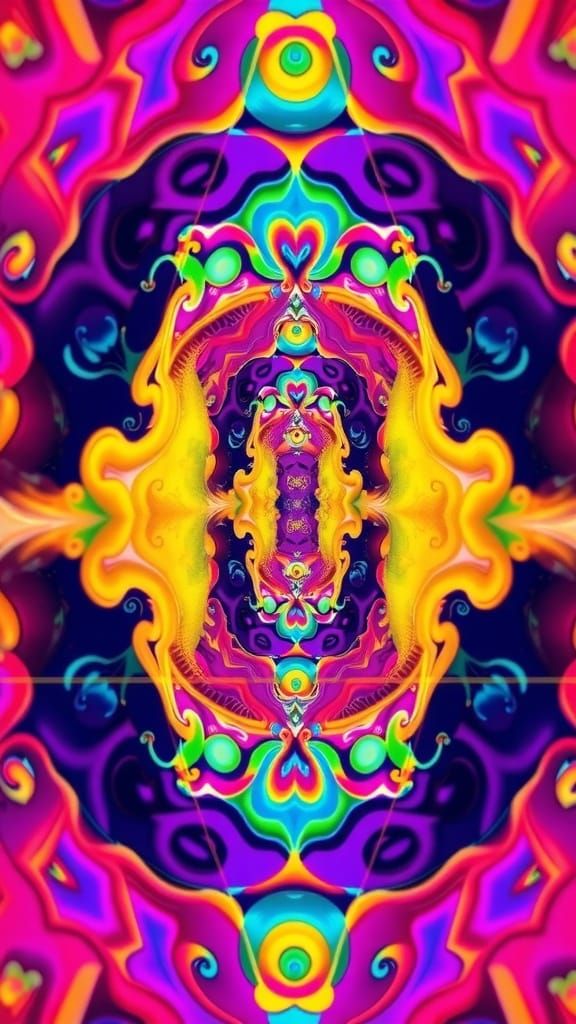 Vibrant, Self-Reflecting Mosaic in Infinite Illusion