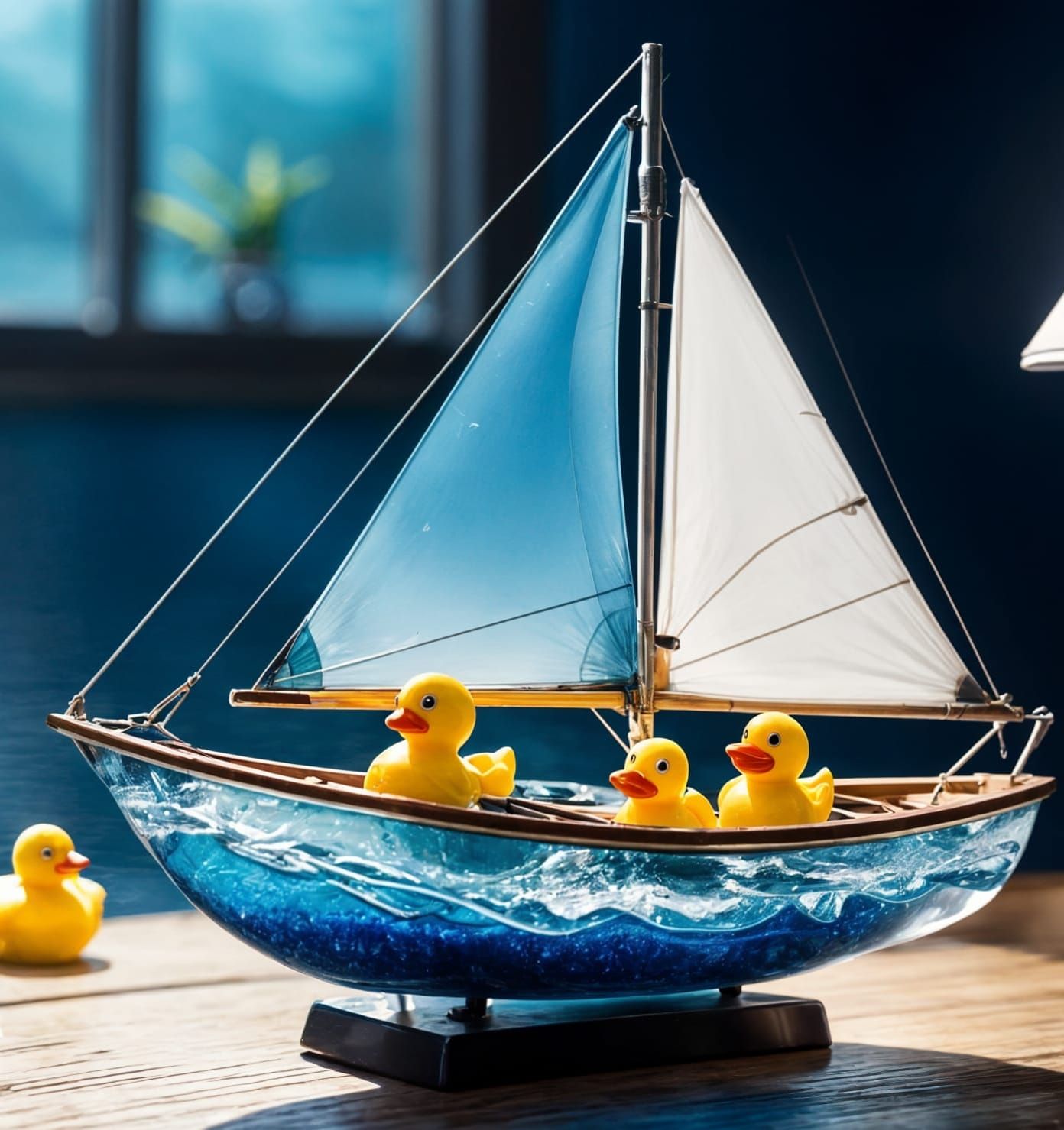Sailboat Rubber Duckies in Tranquil Scene