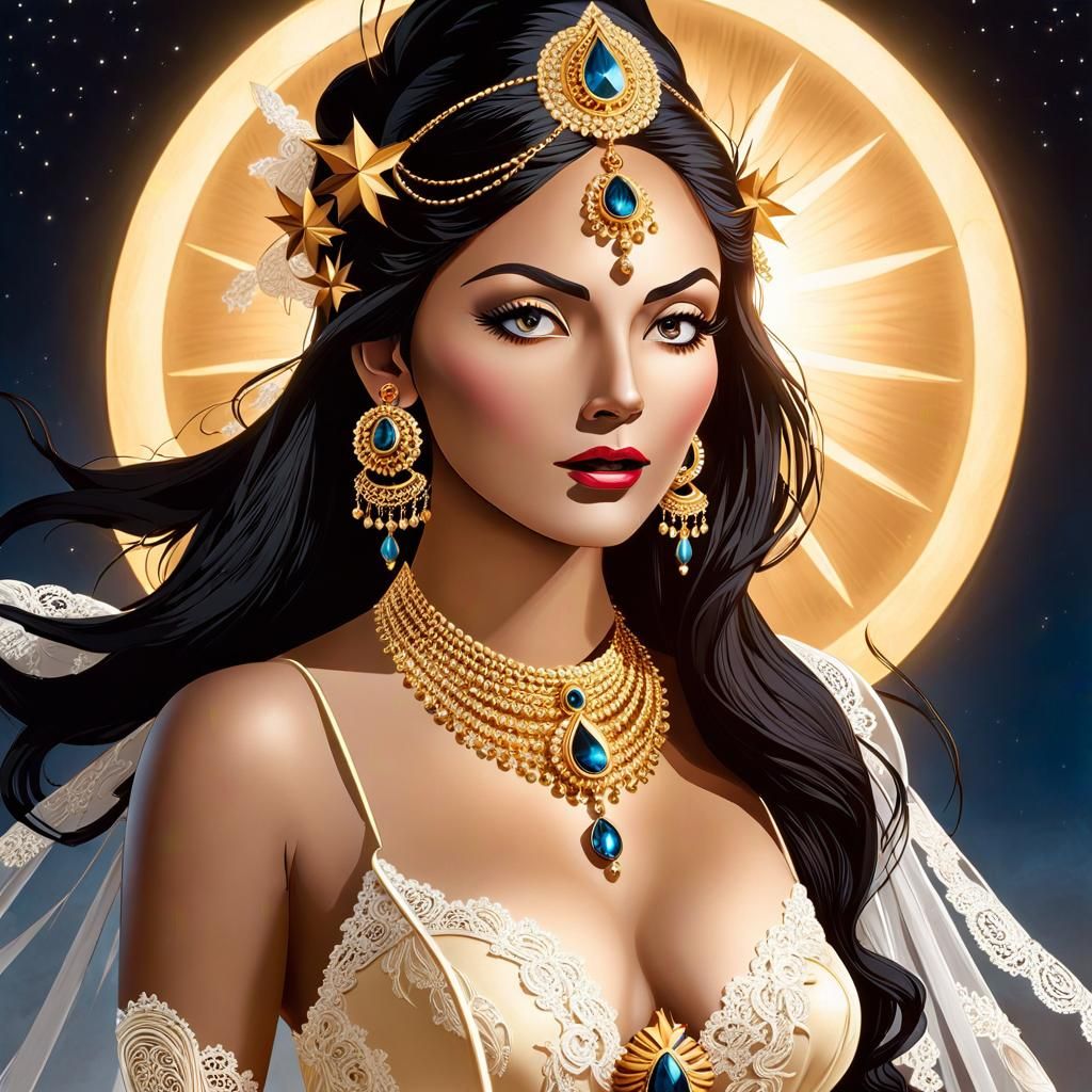 Hindu Star Goddess Portrait in Fantasy Style