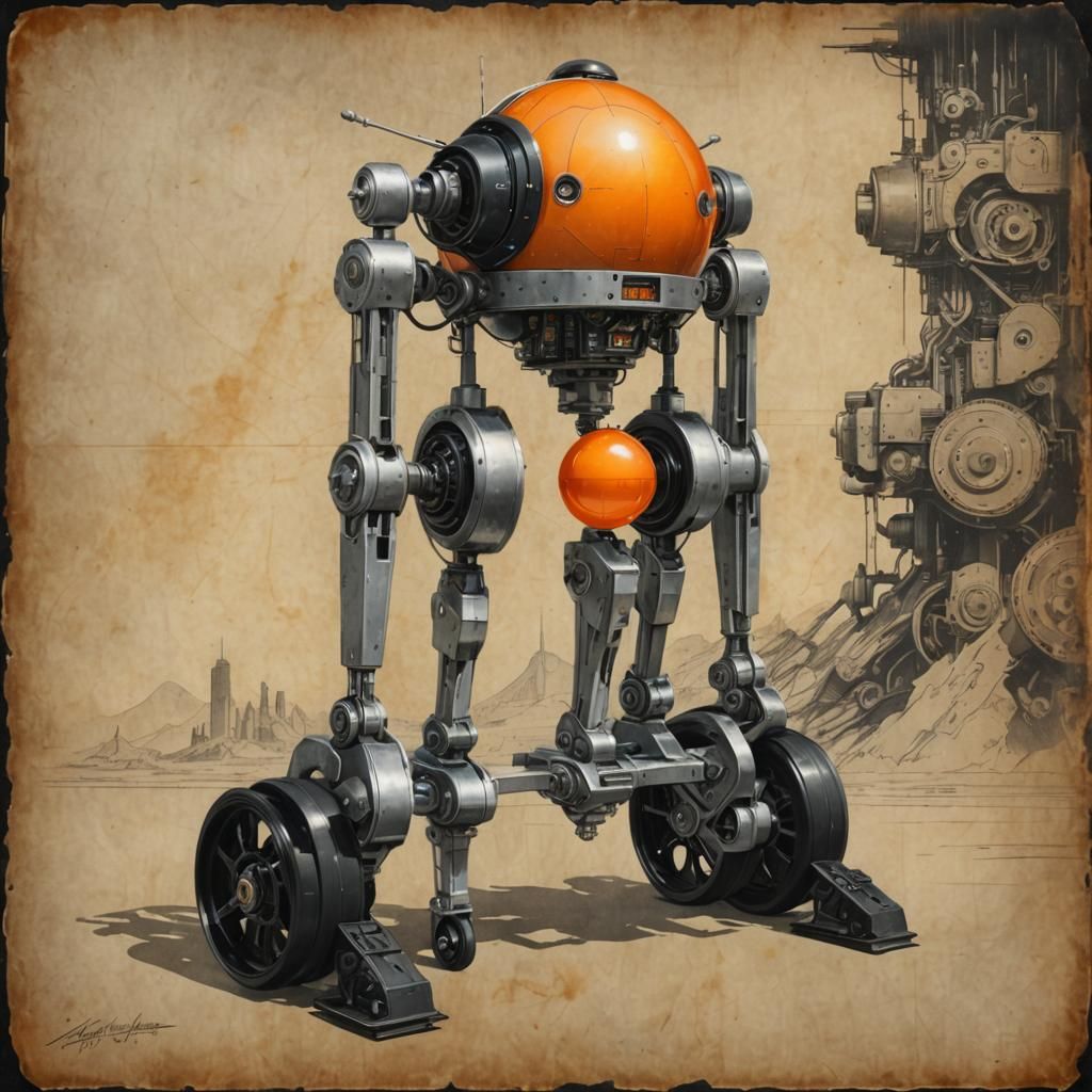 Retro-Futuristic Robot in Art Deco Style