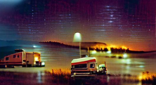 Nostalgic Rest Stop at Night: Vintage Kodachrome Photo