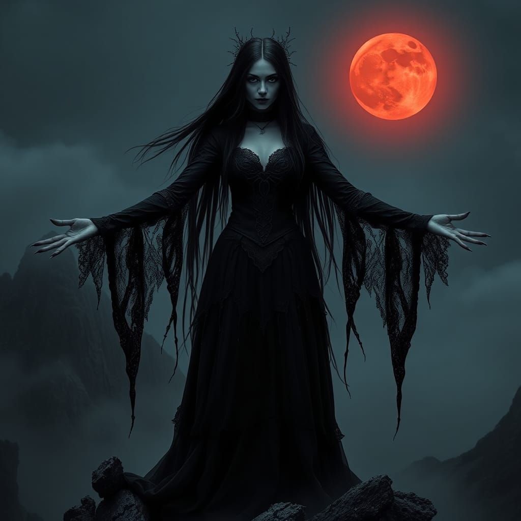 Gothic Queen in Biomechanical Surrealism