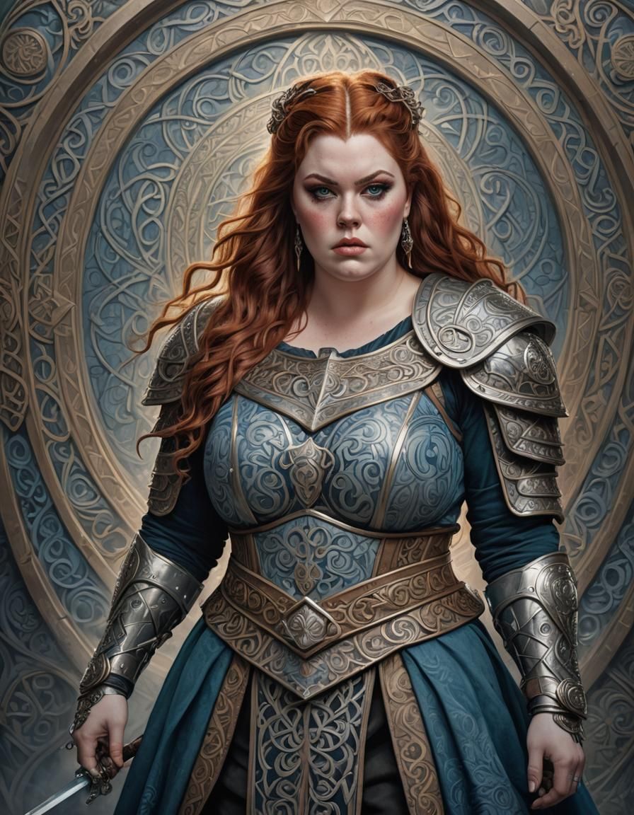 Celtic Warrior Portrait in Art Nouveau Style