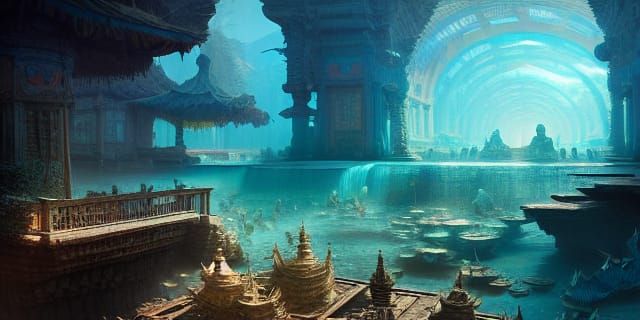Ancient Underwater City: Detailed Digital Painting