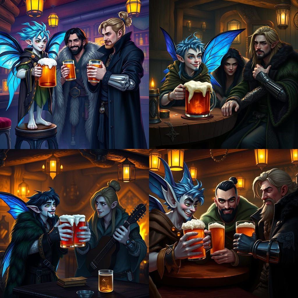 Fantasy Adventurers Enjoy Ale in Tavern
