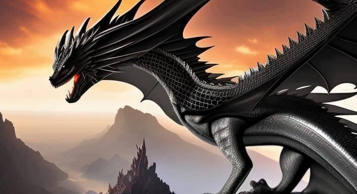 Mystical Black Dragon God: Epic Fantasy Art