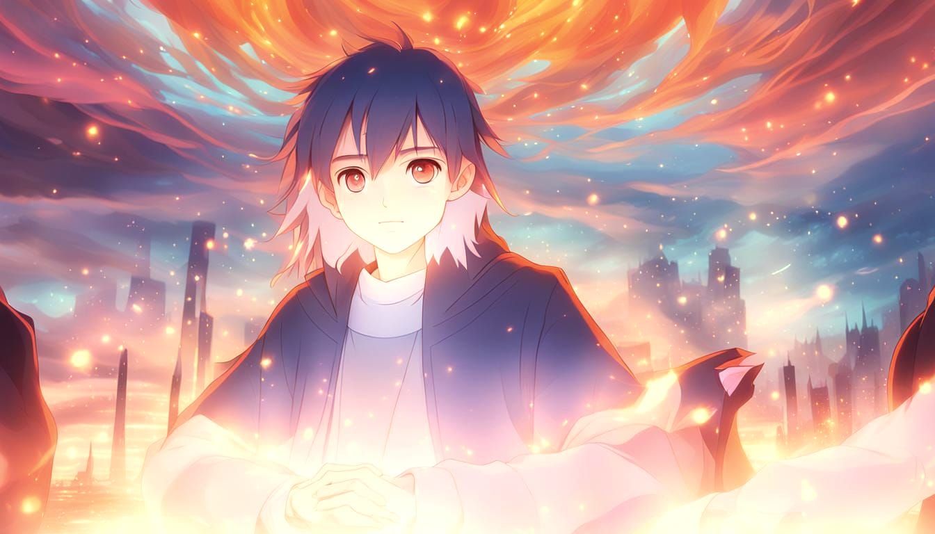 Glowy and Majestic Anime Scene in Cel-Shaded Style