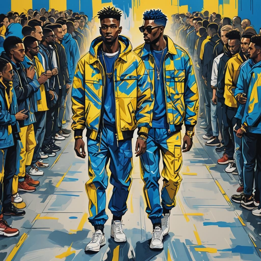 Vibrant Streetwear Fashion Illustration on Catwalk