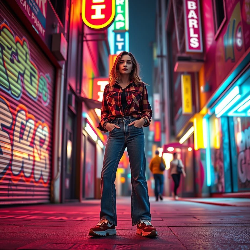 90s Fashion in Felipe Pantone Geometric Neon Style