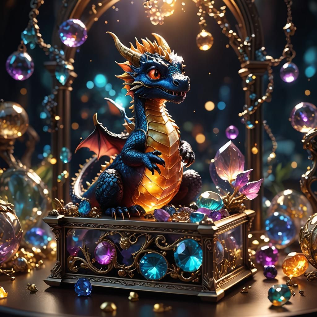 Baby Dragon's Glowing Treasure Trove