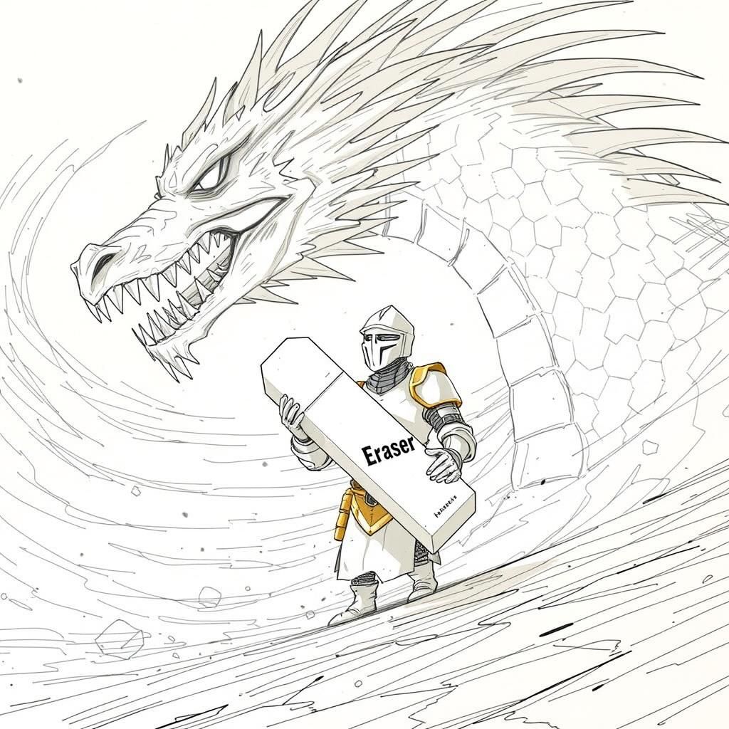 Doodle Knight Battles Dragon with Eraser