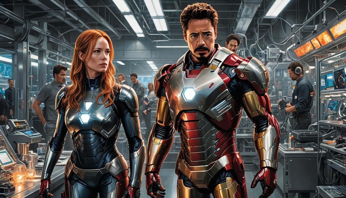 Iron Man and Rescue: Hyperrealistic Comic Book Art