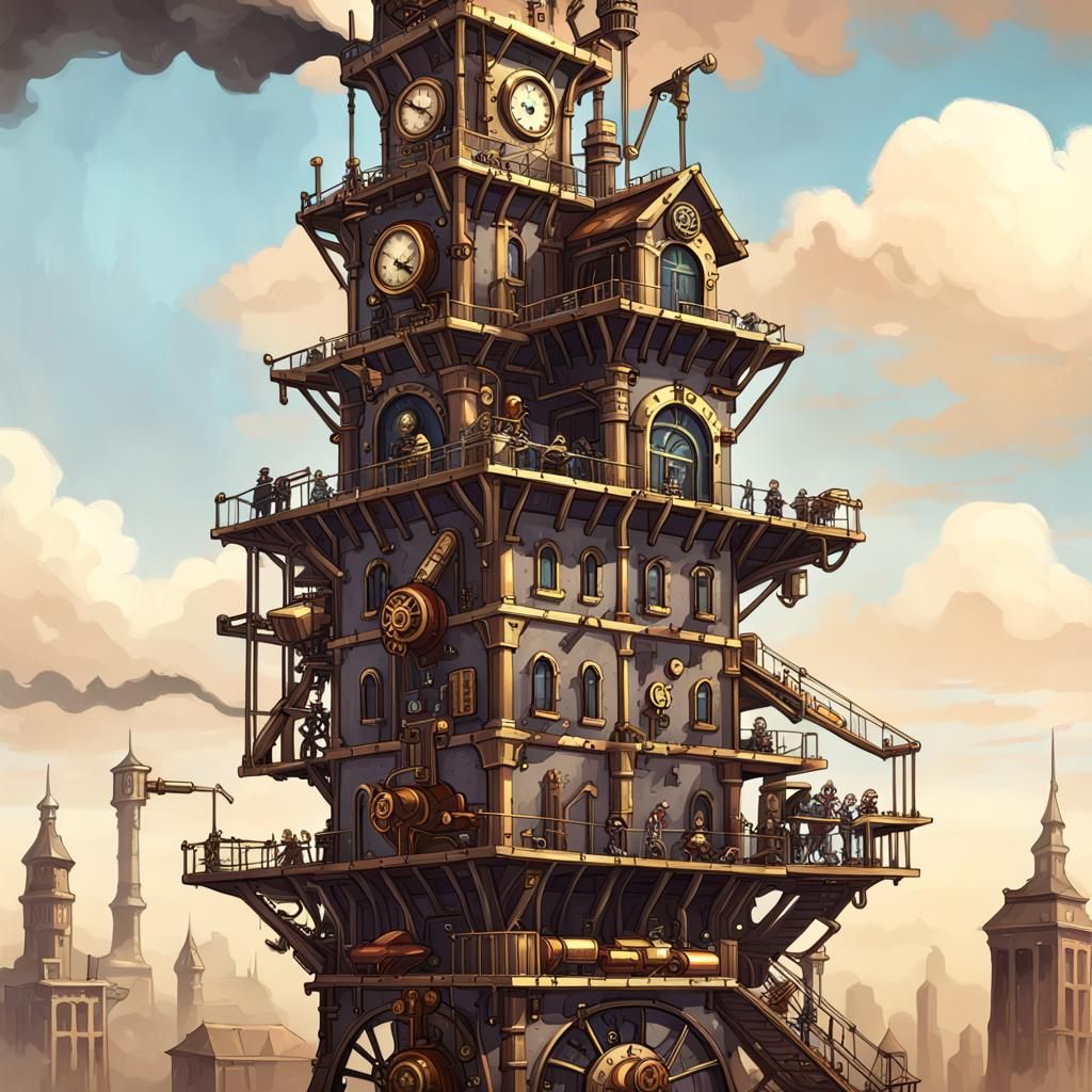 Steampunk Tower Illustration