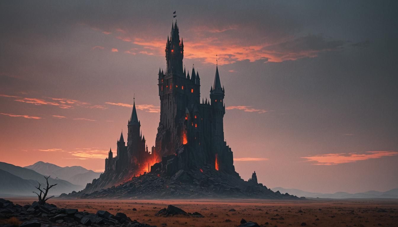 Magnificent Black Tower Radiates Light in Film Noir Style