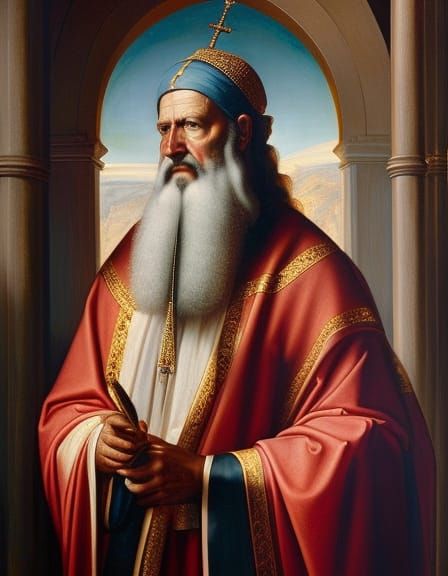 Moses Portrait with Stone Tablets in Realism Style