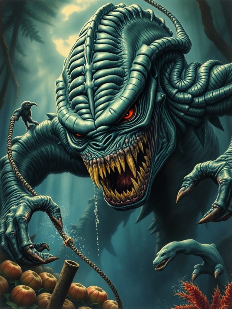 Creature from the Black Lagoon in Vintage Movie Poster Style
