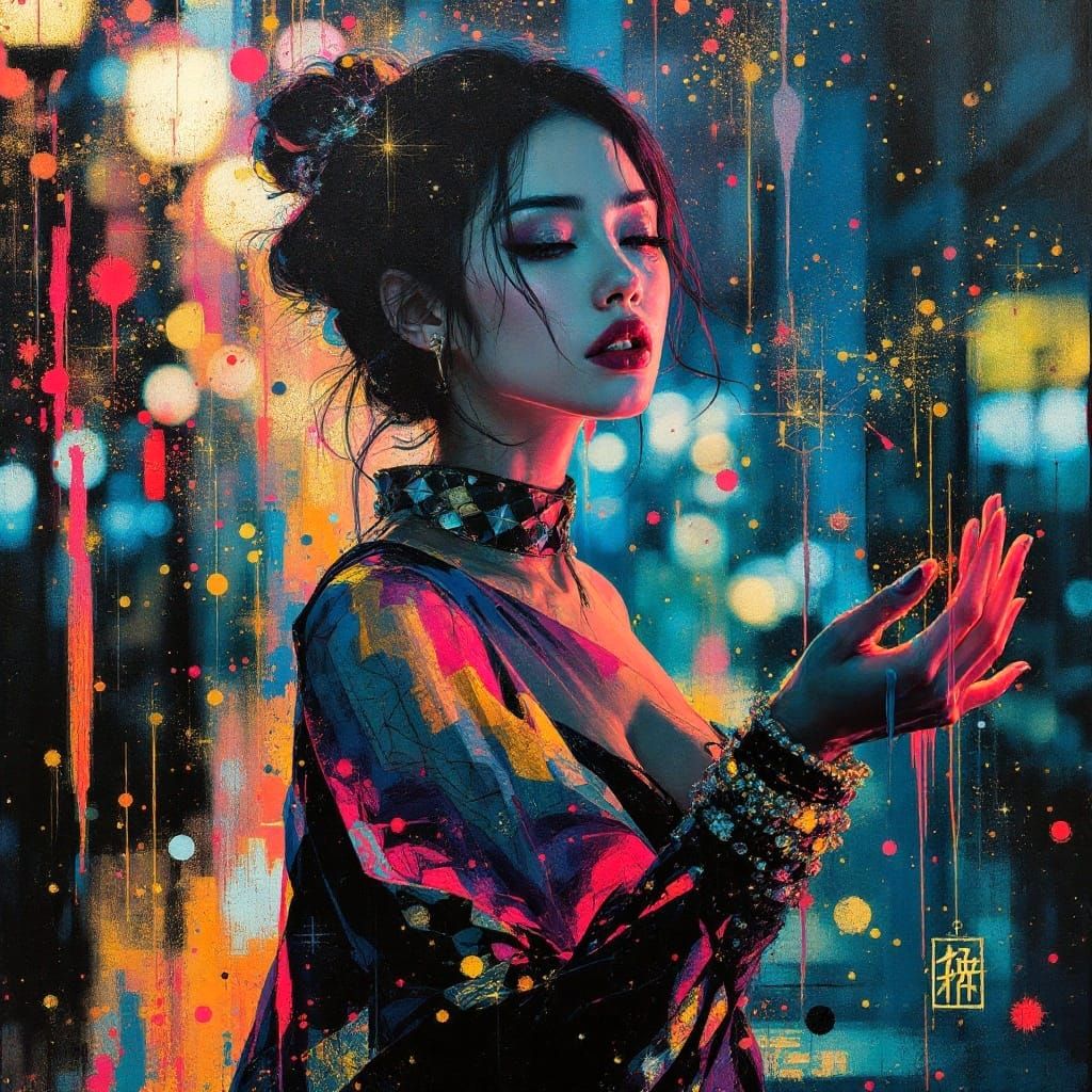 Timeless Asian Woman in Urban Twilight
