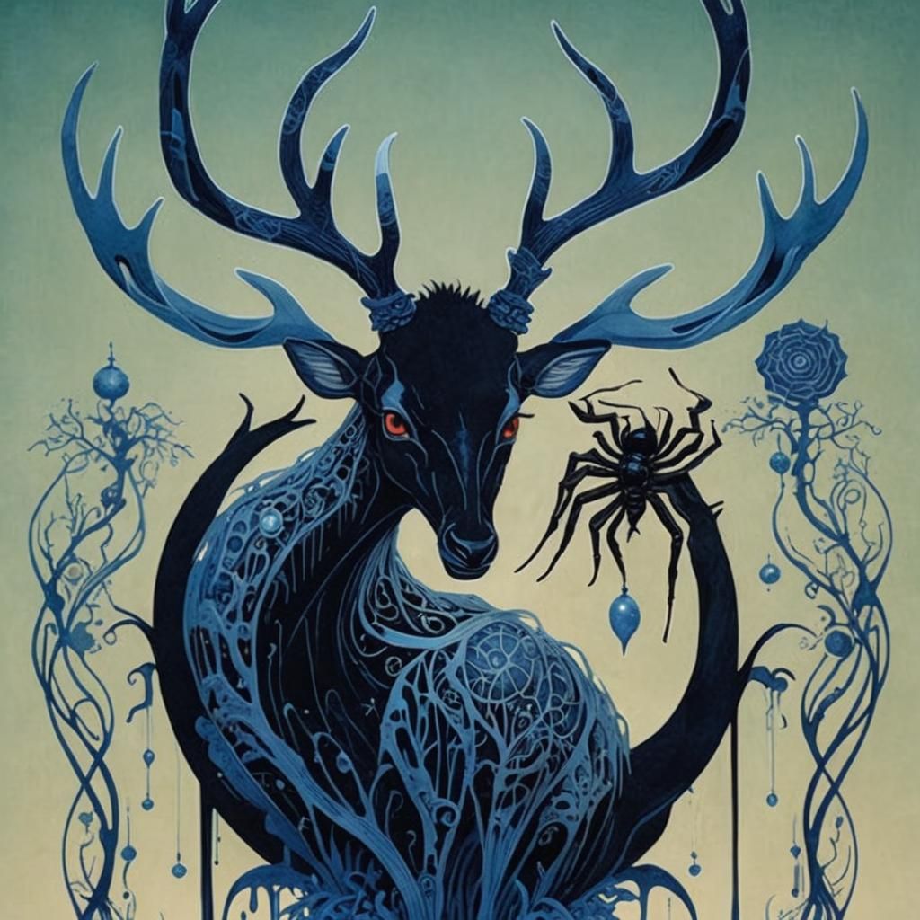 Mysterious Kirigami Stag-Spider-Swan Hybrid