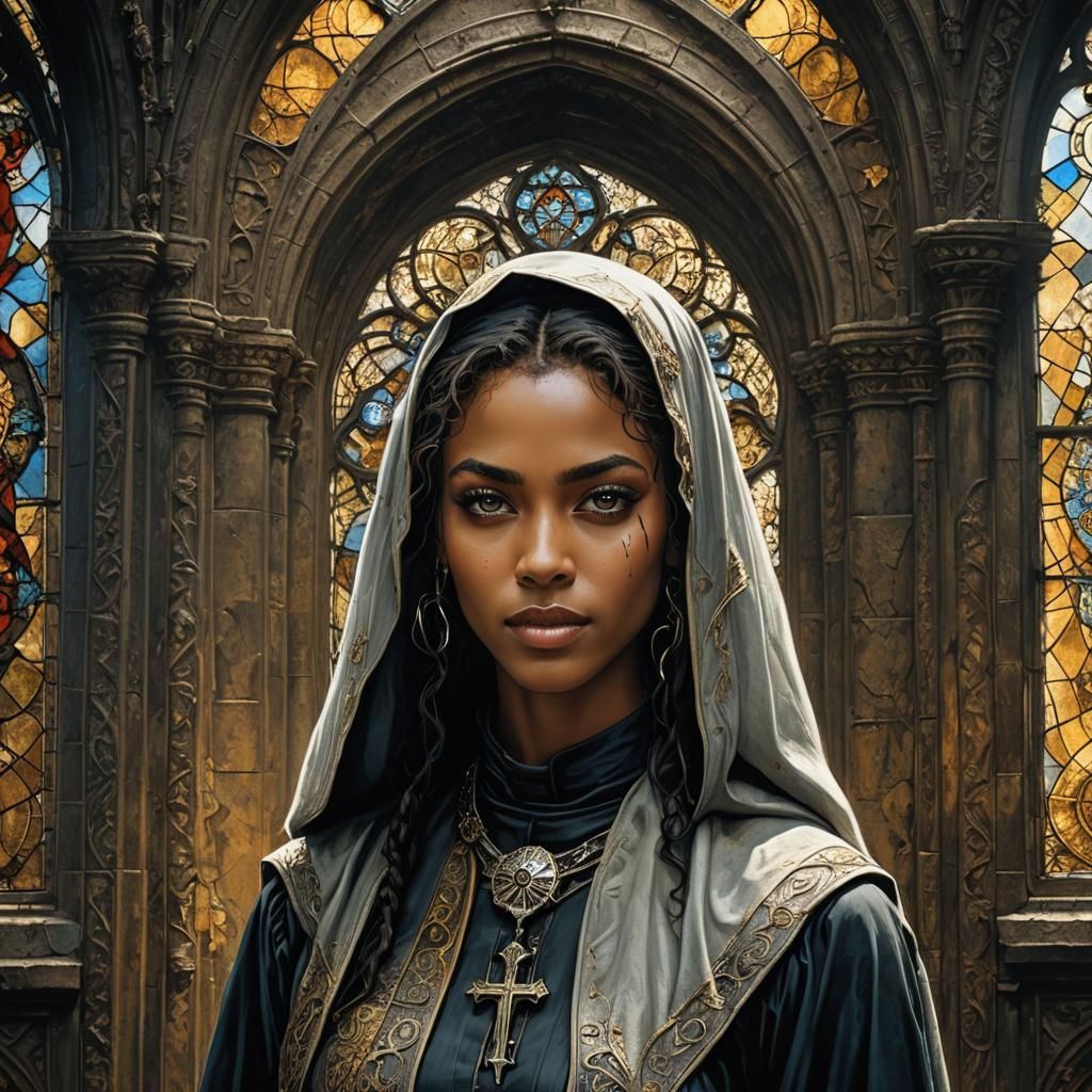 Post-Apocalyptic Nun in Ruined Church