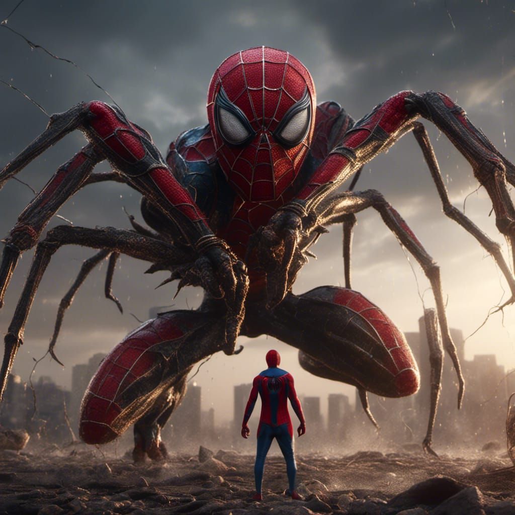 Spider-Man vs Spider Monster: Hyperrealistic Showdown