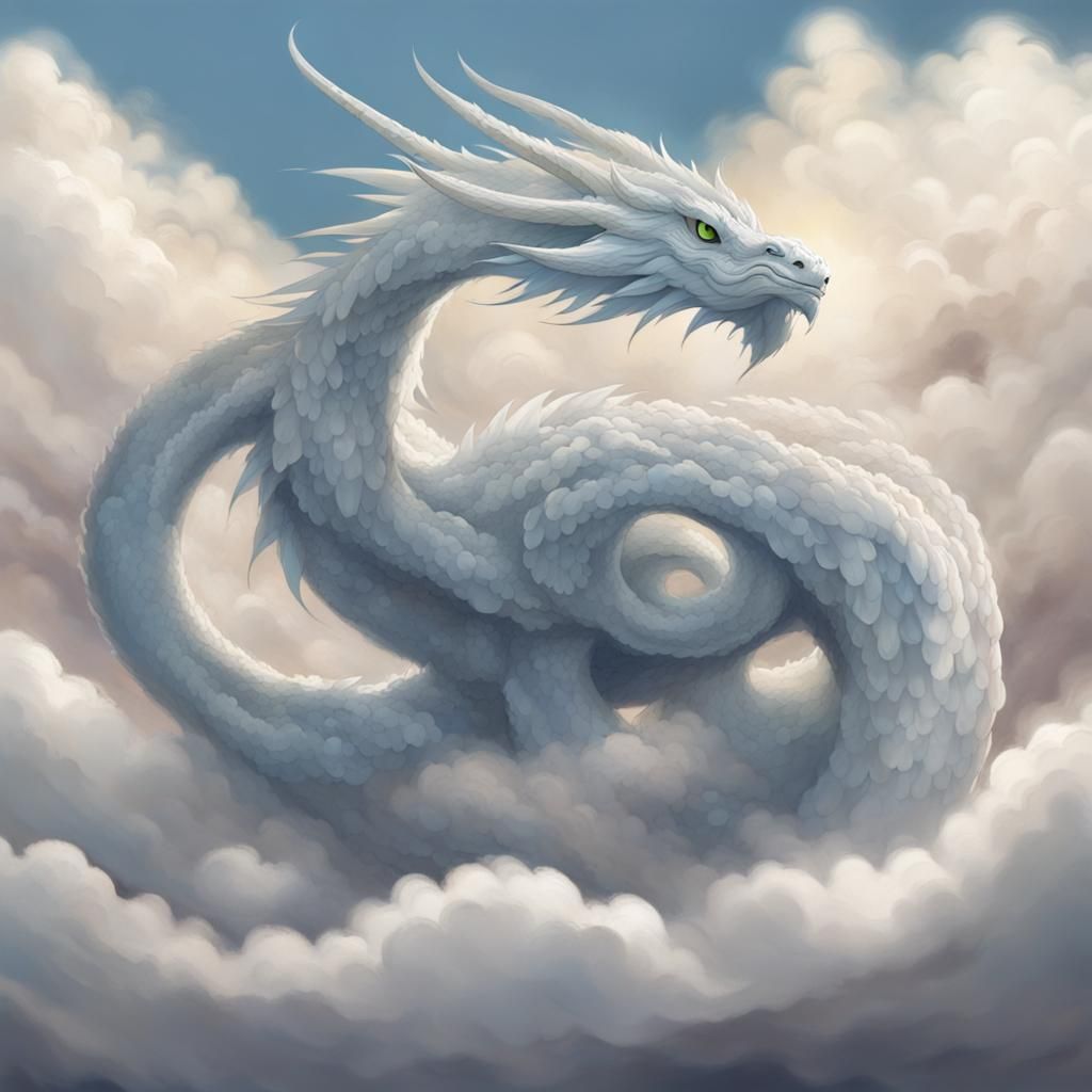 Ethereal Cloud Dragon Soaring in the Sky