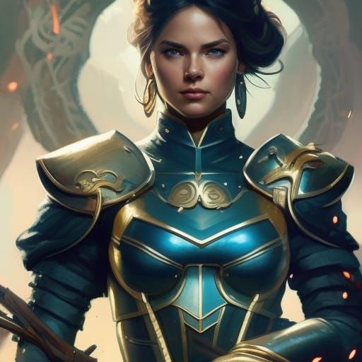 Medieval Warrior Girl in Winter Glade