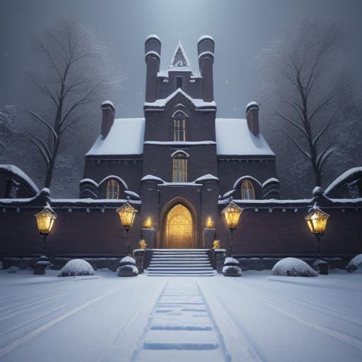 Princess Bella in Snowy Winter Garden, Digital Art