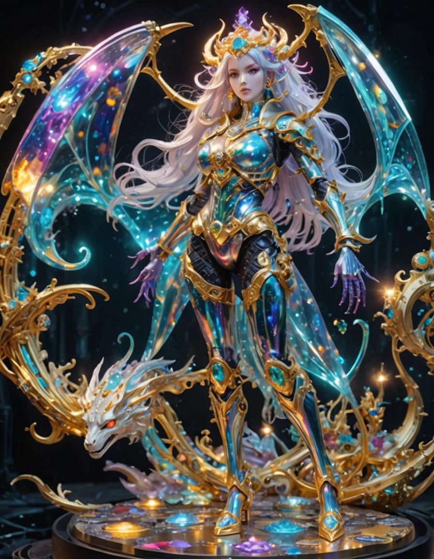 Rainbow Dragon Girl with Metal Skeleton