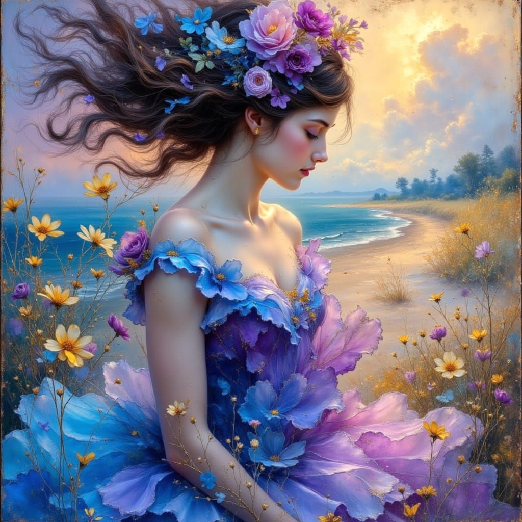 Ballerina in Colorful Bokeh Dreamscape as Oil Painting